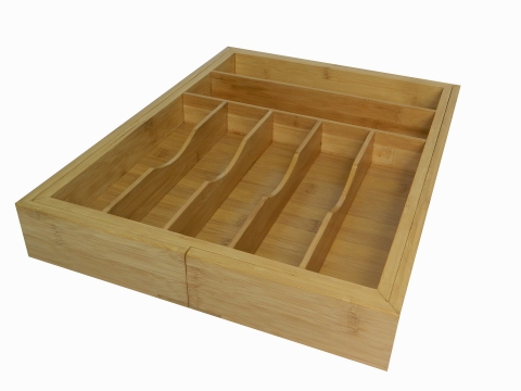 Bamboo cutlery tray expandable 9 division